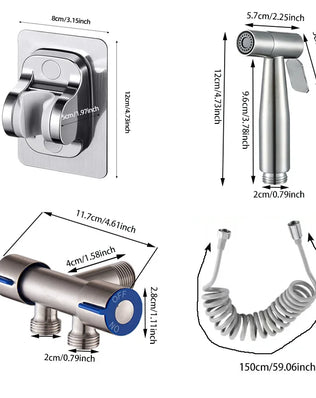 Bathroom toilet matching bidet spray set, one in two out double control double out faucet, with 1.5M flexible hose - Problems Solved