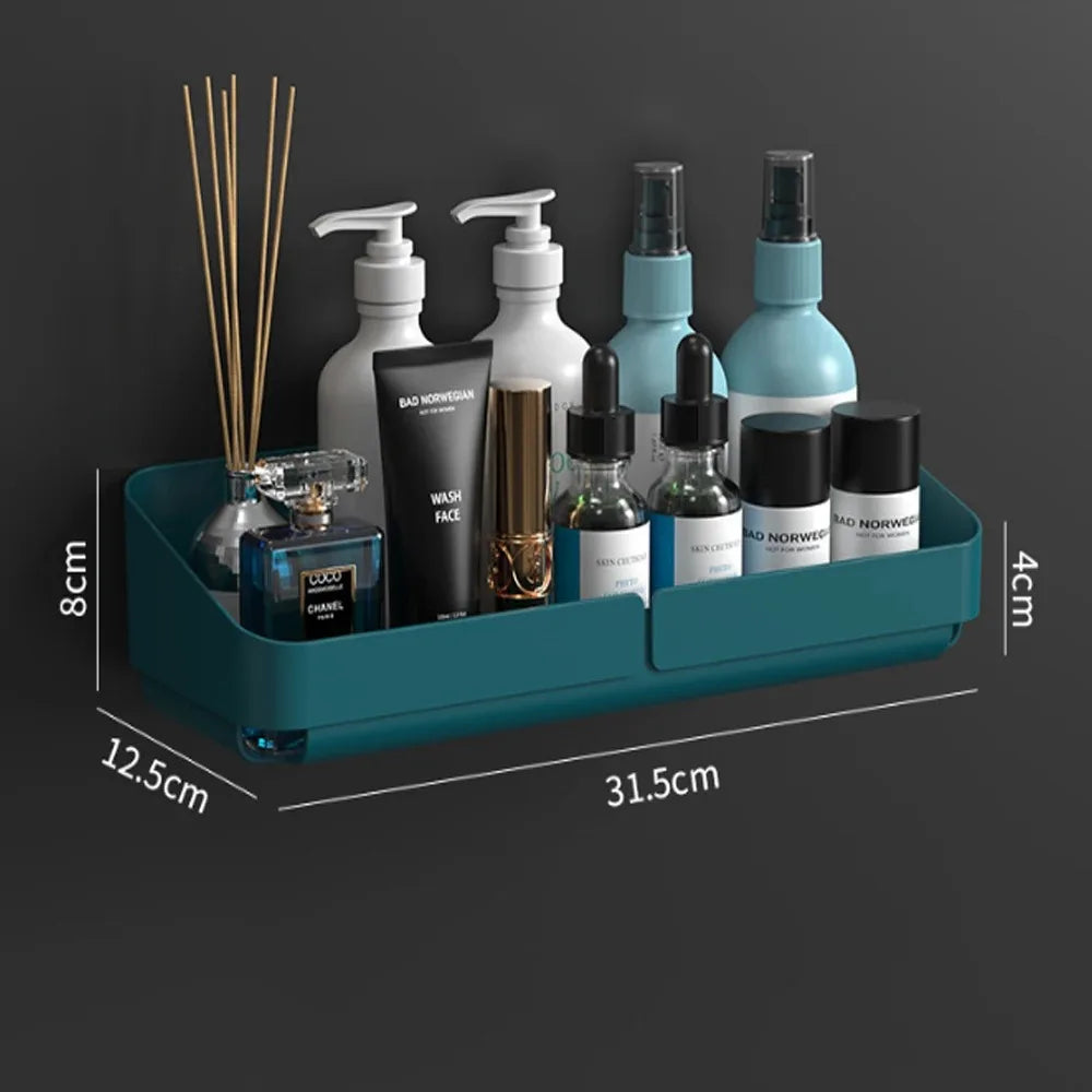 Bathroom  Kitchen Convenience Rack Shelf Makeup Storage Organizer Cosmetics Shampoo Rack Shower Shelf Wall Spice No Drilling - Problems Solved