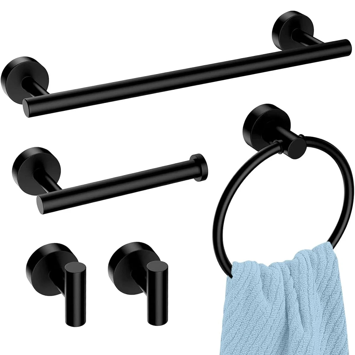 5-piece wall mounted hardware bathroom accessories, stainless steel towel bar, towel ring, toilet paper holder hook bathroom kit - Problems Solved