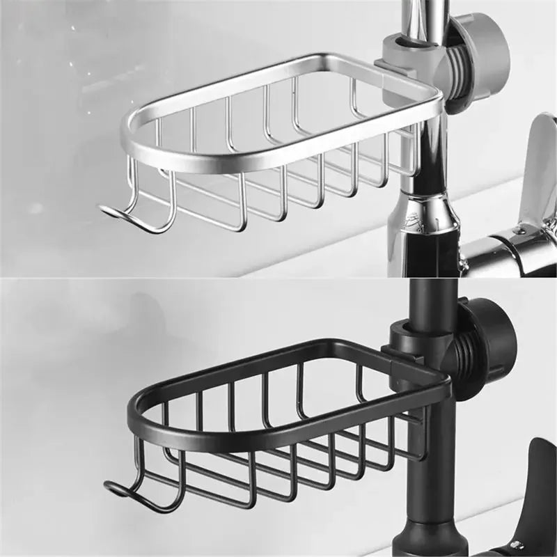 Bathroom Shelf Black Shower Storage Basket Storage Rack Adjustable Faucet - Problems Solved