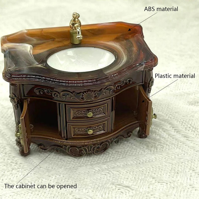 Dollhouse Decoration Accessories; Mini Bathroom Furniture with Basin, Sink and Mirror. - Problems Solved