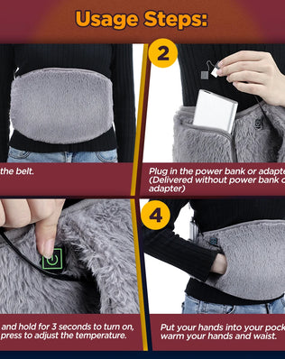 Electric Heating Abdomen Belt with Hand Warmer 3 Temp Levels Waist Warming Pad for Menstrual Relief Winter Health Care for Women - Problems Solved