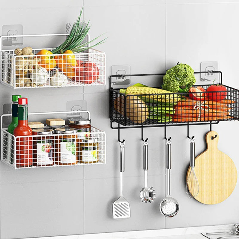 Wall-Mounted Multifunctional Storage Rack Bathroom Organizer No-Punch Toiletries Shelf Space Saving for Kitchens And Bathrooms - Problems Solved