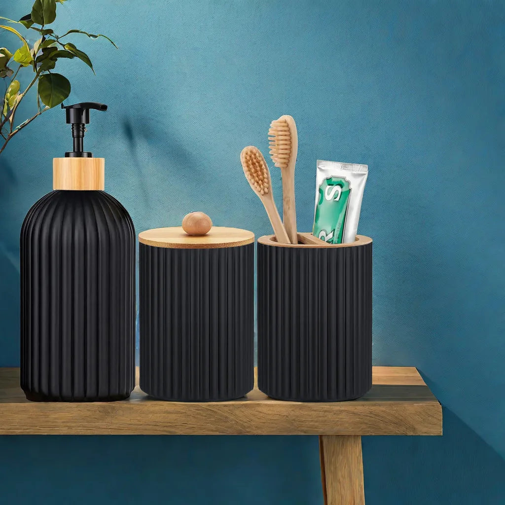Bathroom Countertop Container Hand Soap Dispenser Cotton Ball Storage Box Toothbrush Holder Home Decoration Organizer - Problems Solved