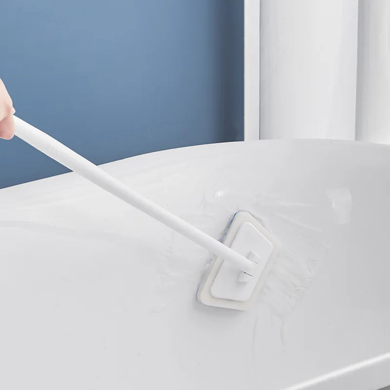 Problems Solved bathroom sponge cleaning brush with long handle, multi-functional tool for easy scrubbing and hygiene.