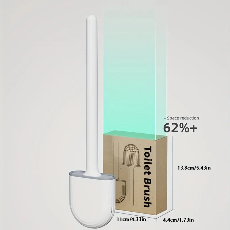 Wall Hanging Toilet Brush with Holder Long Handled Silicone Toilet Brush Soft Bristles WC Cleaning Brush Bathroom Accessories - Problems Solved