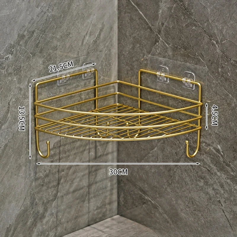 Bathroom Shelf Wall Mounted Corner Storage Shelves Shampoo Holder Cosmetic Rack Iron Shower Drain Basket Bathroom Organizer - Problems Solved