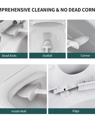 Wall Hanging Toilet Brush with Holder Long Handled Silicone Toilet Brush Soft Bristles WC Cleaning Brush Bathroom Accessories - Problems Solved