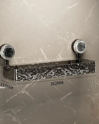 Large bathroom suction cup wall-mounted storage rack with hanging basket for shower gel and cosmetics in a modern bathroom setting