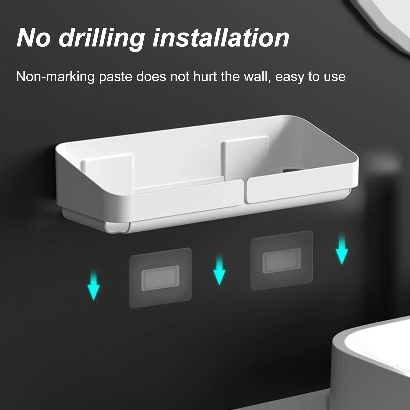 Bathroom  Kitchen Convenience Rack Shelf Makeup Storage Organizer Cosmetics Shampoo Rack Shower Shelf Wall Spice No Drilling - Problems Solved