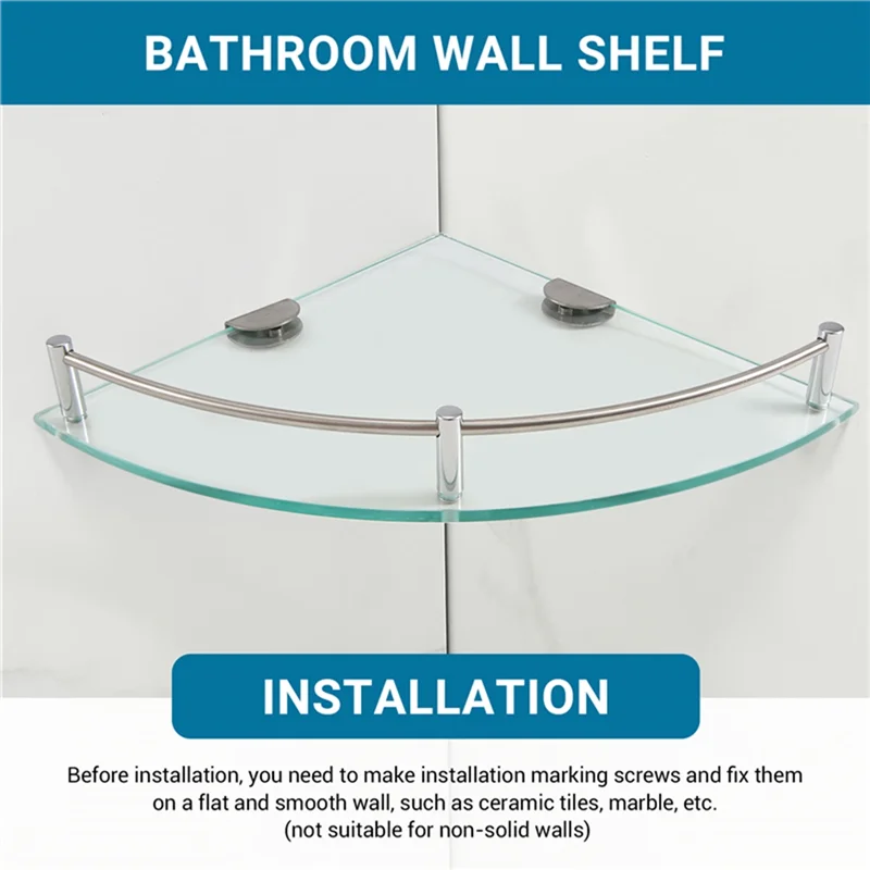 B97A-Bathroom Shelves, Bathroom Glass Corner Shelf Triangle Wall Mounted ,Tempered Glass Shelf For Storing Shower Gel/Soap - Problems Solved