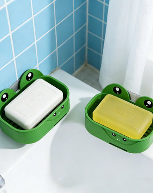 Creative and Adorable Double-Layer Frog-Shaped Bathroom Organizer with Waterproof Drainage - Home, Kids, and Student Essentials - Problems Solved