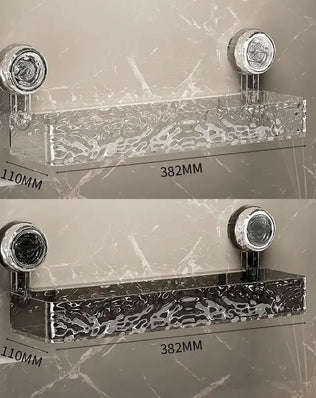 Bathroom storage rack with large suction cups, wall-mounted shower gel holder and hanging basket for cosmetics by Problems Solved