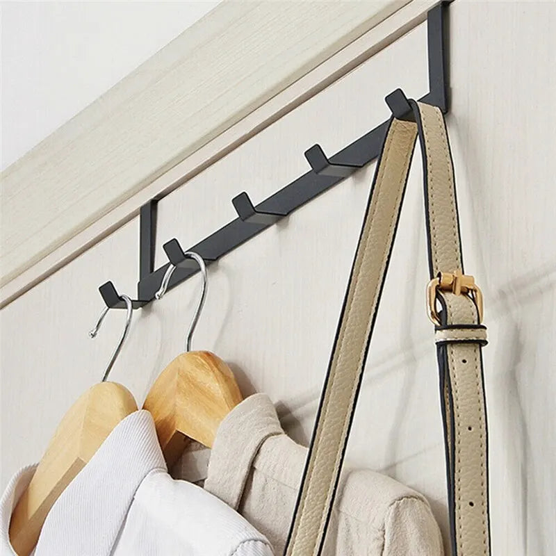 Hooks Over The Door 5 Hooks Home Bathroom Organizer Rack Clothes Coat Hat Towel Hanger Bathroom Kitchen Accessories - Problems Solved
