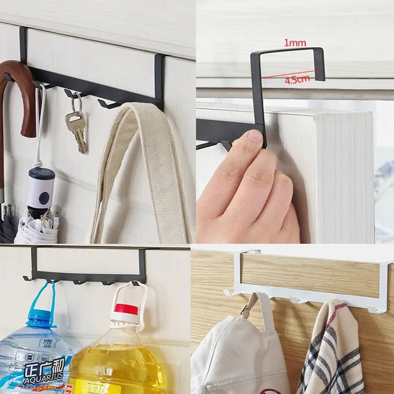 Hooks Over The Door 5 Hooks Home Bathroom Organizer Rack Clothes Coat Hat Towel Hanger Bathroom Kitchen Accessories - Problems Solved
