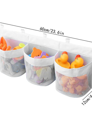 Bathroom Kids Toy Storage Bag - Multi-Compartment Wall Hanging Organizer with Drainage Holes, Large Capacity & Anti-Mold Mesh - Problems Solved