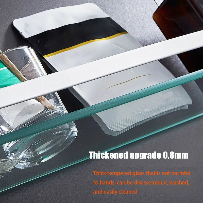 Glass Shelf Bathroom Items Bore Storage Shower Organiser Accessories Organizers Wall Shelves Hardware Fixture Home Improvement - Problems Solved