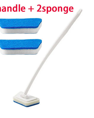 Problems Solved bathroom cleaning sponge brush with long handle, multi-functional scrubber for bathroom surfaces and fixtures.