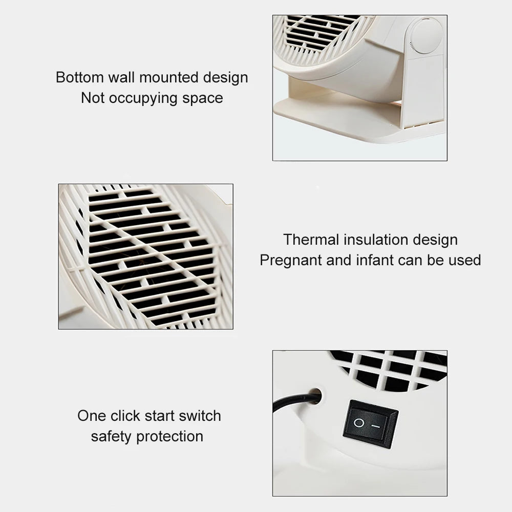 Heating and Cooling Small Heater Home Bedroom Dormitory Office Energy Saving Safety Quiet Rotating Shaking Head Electric Heater - Problems Solved