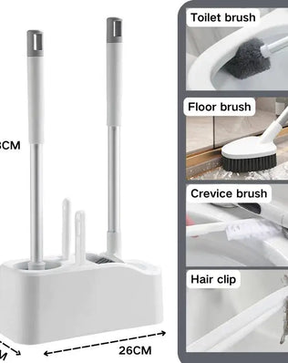 Bathroom Cleaning Made Easy with 4-In-1 Multifunctional Toilet Brush, Full 360° No Dead Corner Cleaning Set. - Problems Solved