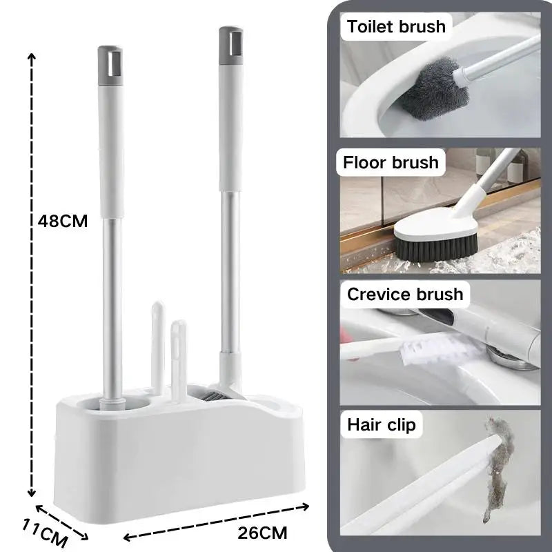 Bathroom Cleaning Made Easy with 4-In-1 Multifunctional Toilet Brush, Full 360° No Dead Corner Cleaning Set. - Problems Solved