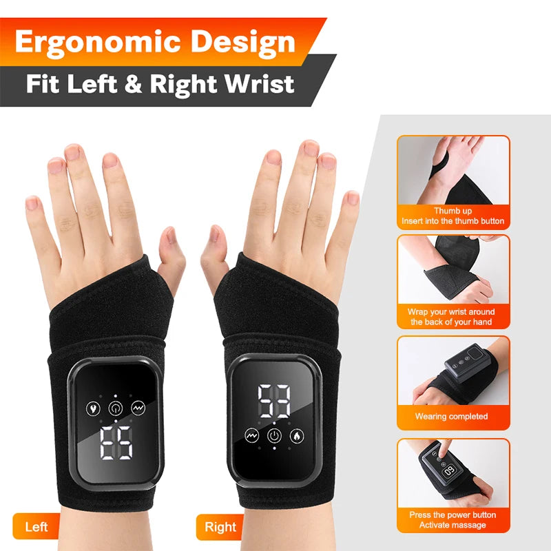 Cordless Wrist Hand Heating Pad Massage For Pain Relief, Rechargeable Heated Wrist Brace For Carpal Tunnel - Problems Solved