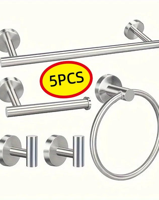 5-piece wall mounted hardware bathroom accessories, stainless steel towel bar, towel ring, toilet paper holder hook bathroom kit - Problems Solved
