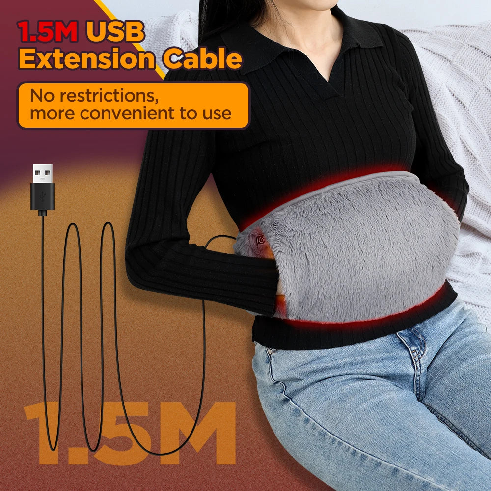 3 Levels Electric Heating Abdomen Belt  Cold-Proof Uterine Belt Hand Waist Warming Pad  Women Menstrual Relief Pain USB Charging - Problems Solved