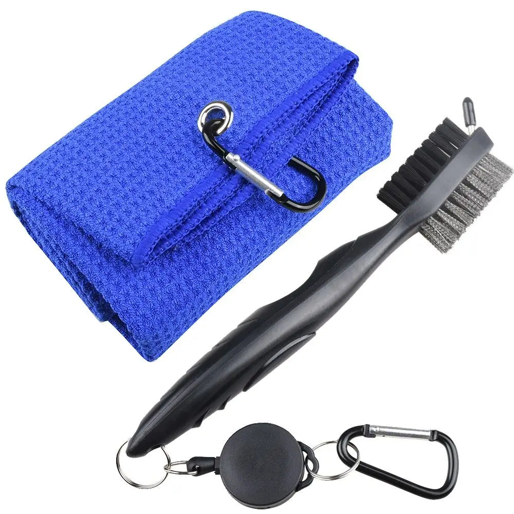 Cleaning Towel Golf Accessories Golf Towel and Brush Head Groove Cleaner Set Golf Double-sided Cleaning Brush Golf Cleaning Set - Problems Solved