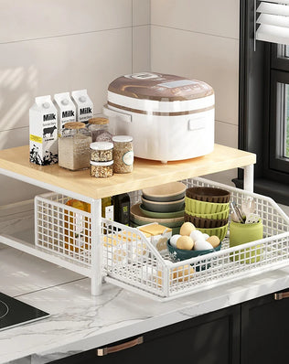 Kitchen Countertop Organizer – Multi-Use Shelf for Microwave, Spices, Coffee Machine & Printer - Problems Solved