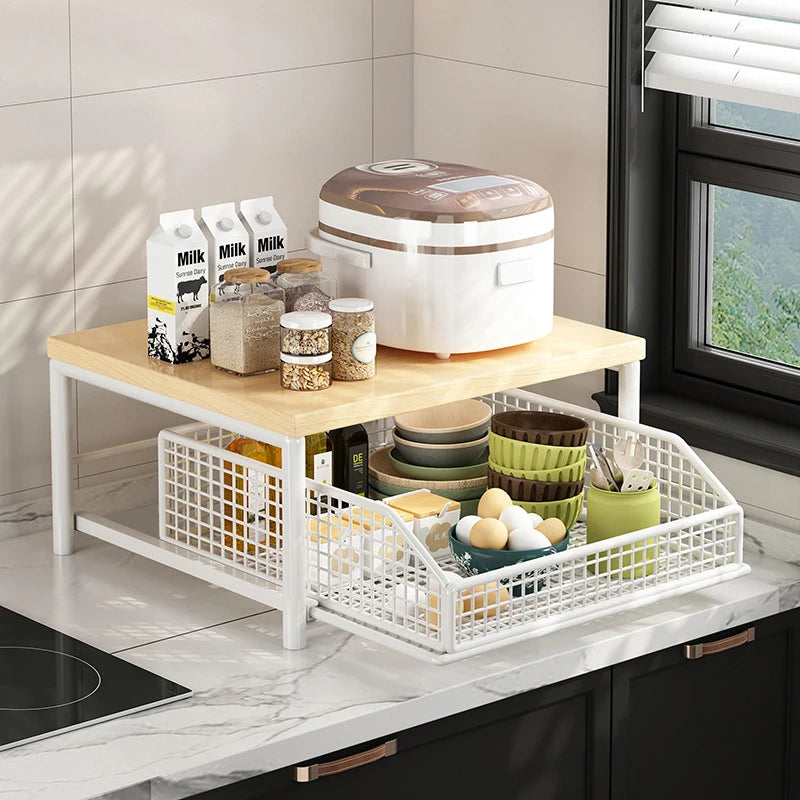 Kitchen Countertop Organizer – Multi-Use Shelf for Microwave, Spices, Coffee Machine & Printer - Problems Solved