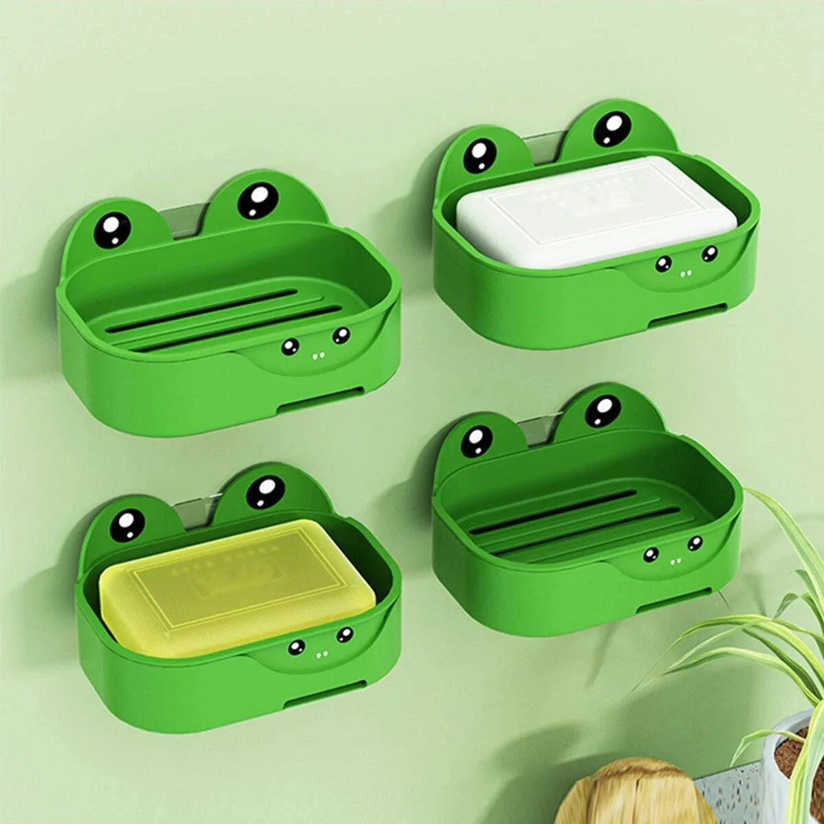 Creative and Adorable Double-Layer Frog-Shaped Bathroom Organizer with Waterproof Drainage - Home, Kids, and Student Essentials - Problems Solved