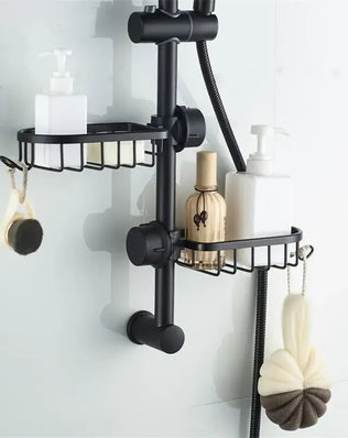 Bathroom Shelf Black Shower Storage Basket Storage Rack Adjustable Faucet - Problems Solved