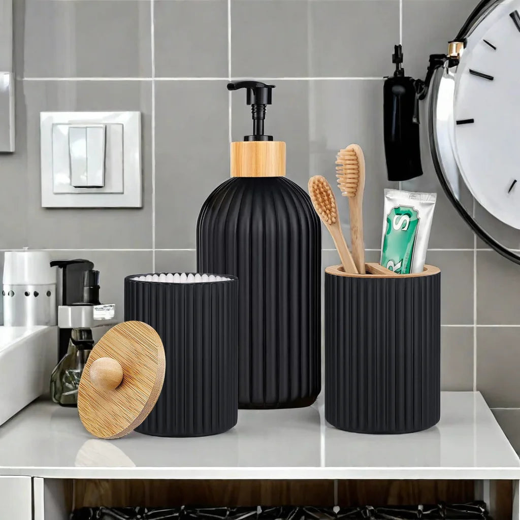 Bathroom Countertop Container Hand Soap Dispenser Cotton Ball Storage Box Toothbrush Holder Home Decoration Organizer - Problems Solved