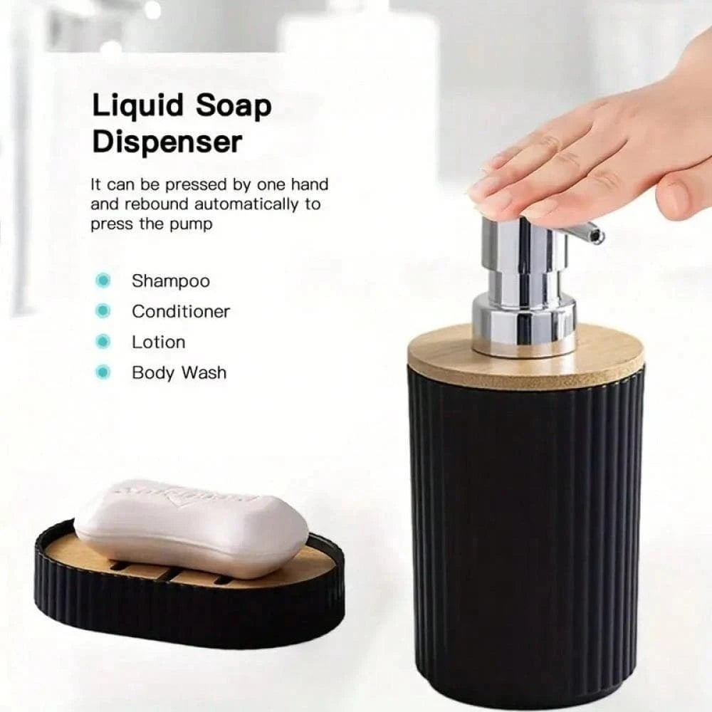 Modern Bathroom Essentials Set/Includes Toothbrush Holder, Waste Bin, Toilet Brush, Cup, Soap Dish and Soap Dispenser - Problems Solved