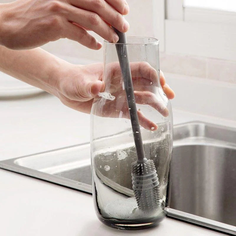 Silicone Milk Bottle Brush Cup Scrubber Glass Cleaner Kitchen - Problems Solved