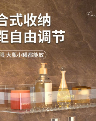 Bathroom White Shelf Rack Wall-mounted Washbasin No-punch Washroom Wall Mounted Cosmetic Storage Transparent Shelf Organiser - Problems Solved