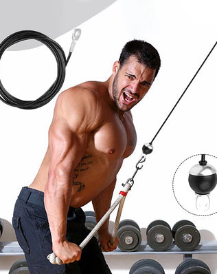 Heavy Duty Fitness Cable PU Coated Pulley Rope Adjustable Home Gym Equipment Accessories Arm Triceps Training Cable Fly System - Problems Solved
