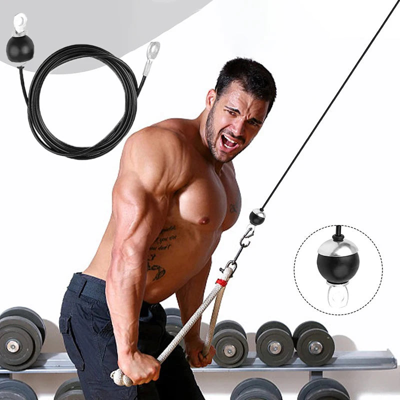 Heavy Duty Fitness Cable PU Coated Pulley Rope Adjustable Home Gym Equipment Accessories Arm Triceps Training Cable Fly System - Problems Solved