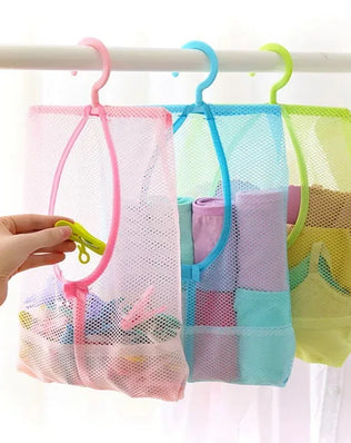 Bathroom Kids Toys Storage Bag Multifunctional Mesh Net Bag Makeup Organizer Drying Rack Balcony Socks Clothes Storage Basket - Problems Solved