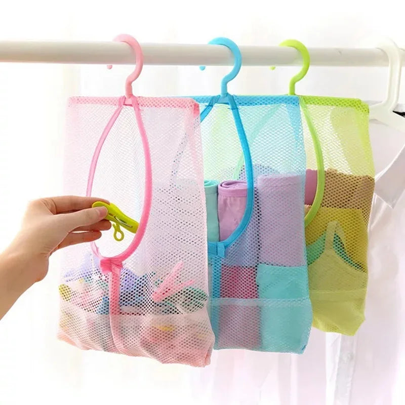 Bathroom Kids Toys Storage Bag Multifunctional Mesh Net Bag Makeup Organizer Drying Rack Balcony Socks Clothes Storage Basket - Problems Solved