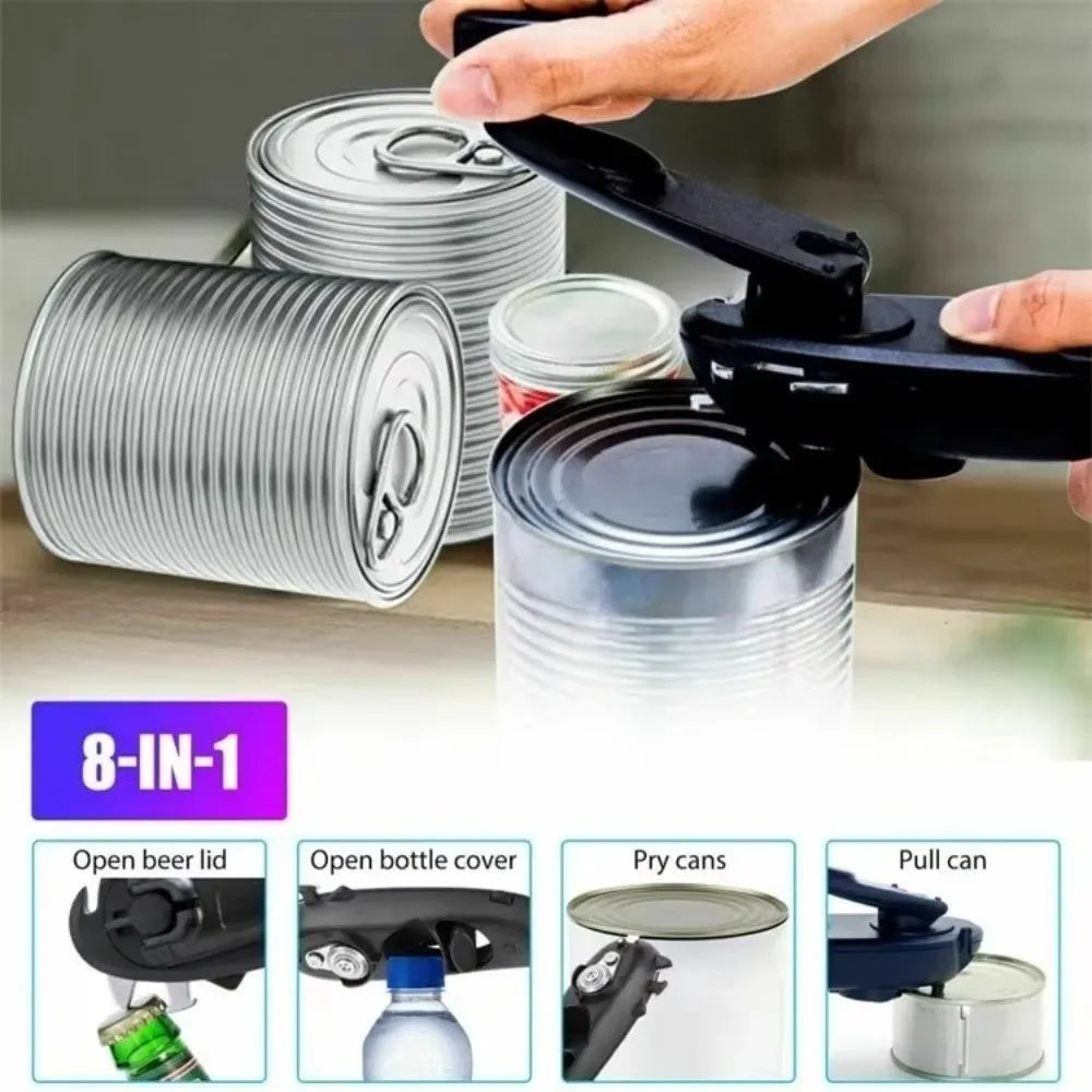 Kitchen Gadgets 8 in 1 Can Opener Multifunction Manual Jar - Problems Solved