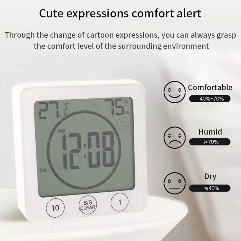 Digital Bathroom Wall Clock Shower Timer Waterproof For Water Spray LCD Screen Watch Temperature Humidity Clock For Shower Room - Problems Solved