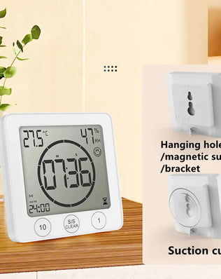 Digital Bathroom Wall Clock Shower Timer Waterproof For Water Spray LCD Screen Watch Temperature Humidity Clock For Shower Room - Problems Solved