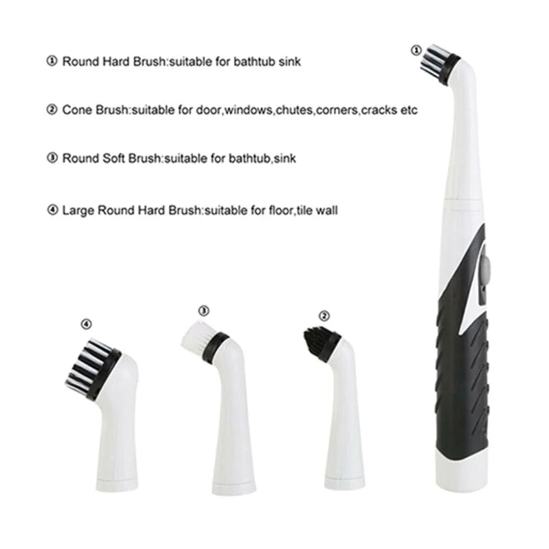 Bathroom Electric Brush Shoe Brush Cleaning Tool Gaps Corner Cleaning Wireless Cleaning Brush with 4Pcs Brush Heads - Problems Solved