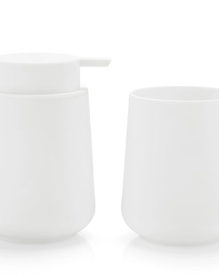 Bathroom Accessory Set - 2-Piece Soap Dispenser and Cup for Bathroom Vanity Decor in Matte Black - Problems Solved