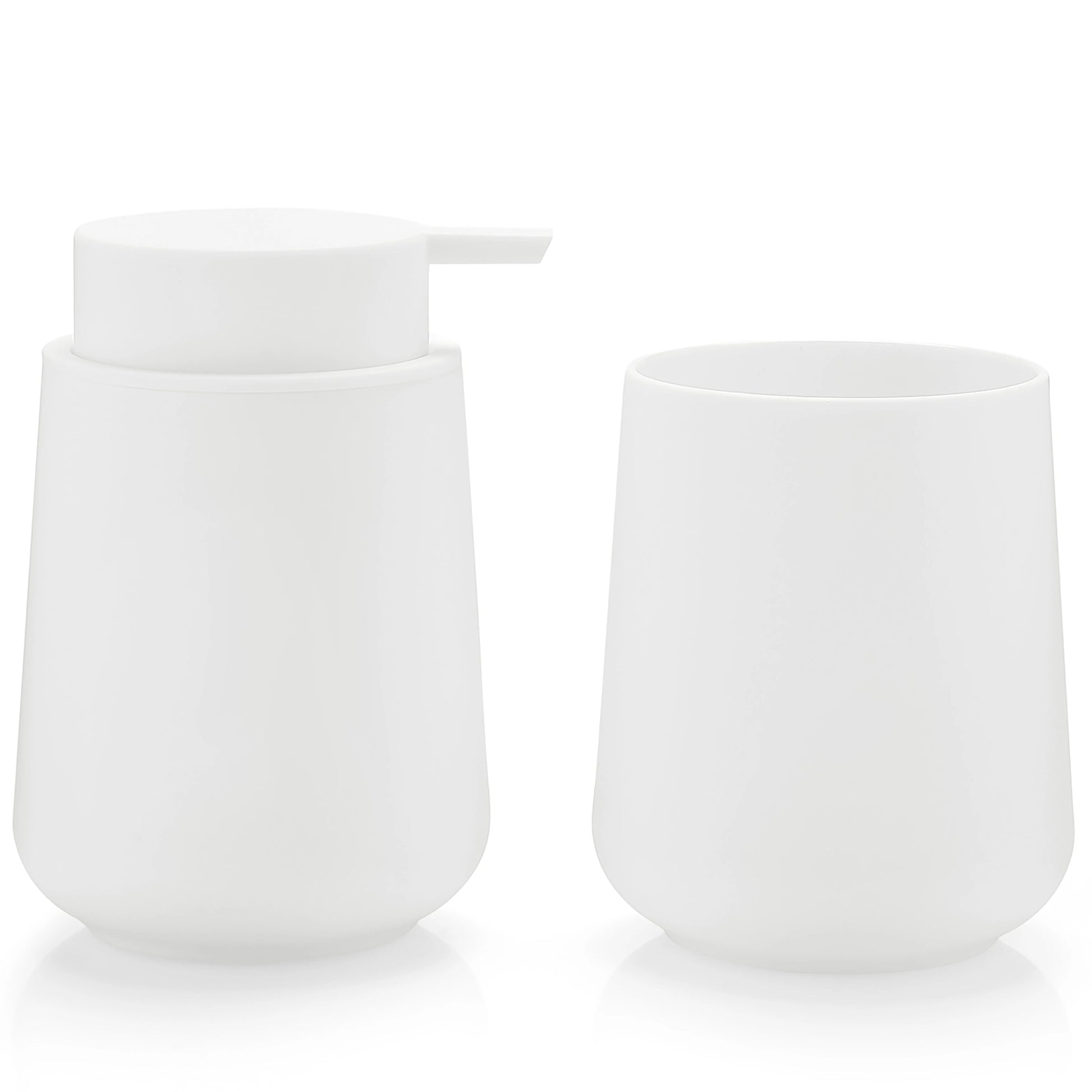 Bathroom Accessory Set - 2-Piece Soap Dispenser and Cup for Bathroom Vanity Decor in Matte Black - Problems Solved