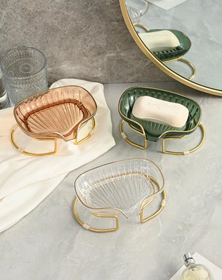 Bathroom Soap Dish Light Luxury Toilet Shower Soap Holder with Drain Water Soap Storage Case Tray Container Bathroom Gadgets - Problems Solved