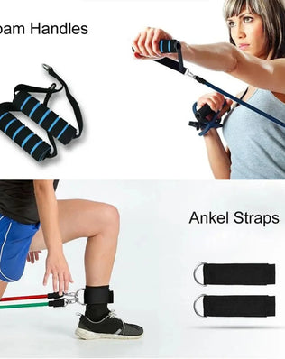 11pcs Fitness Resistance Bands Set Workout Exercise Tube Bands with Door Anchor Ankle Straps Cushioned Handles Carry Bags - Problems Solved
