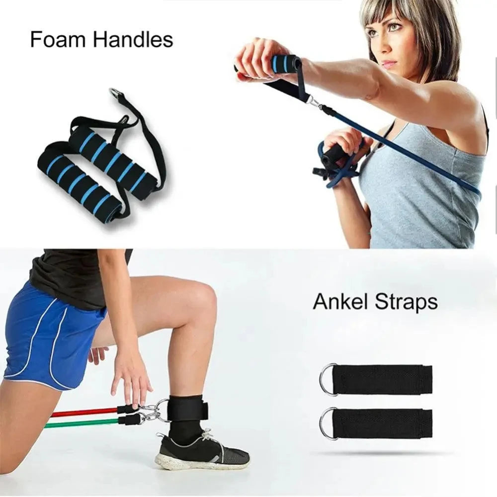 11pcs Fitness Resistance Bands Set Workout Exercise Tube Bands with Door Anchor Ankle Straps Cushioned Handles Carry Bags - Problems Solved